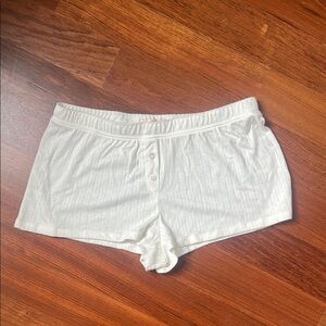Women's White Buttoned Sleep Shorts